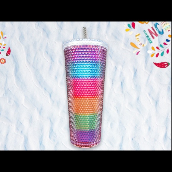 🌈NEW Starbucks Mexico Piñata Striped Rainbow Studded Tumbler 🌈 - Picture 4 of 10